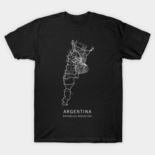 Argentina Road Map T-Shirt by ClarkStreetPress